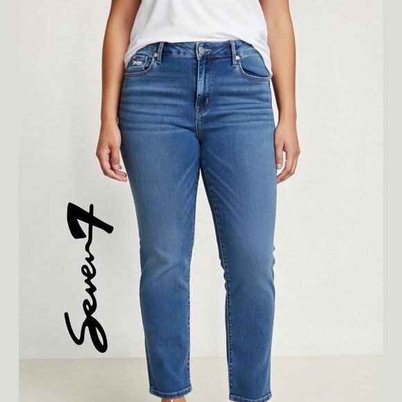 Seven7 Denim - Seven7 Straight Leg Mid-Rise Blue Denim Jeans Size 14